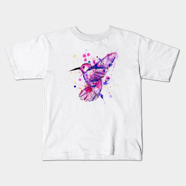 Hummingbird Splatter Kids T-Shirt by LVBart